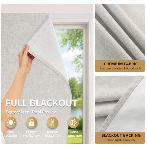 Adhesive Blackout Curtains (Light Beige / 35"W x 72"H)