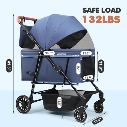 Dog Stroller for Large & Medium Dogs (Blue)