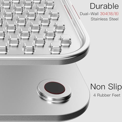 Double Wall Stainless Steel Lick Mat for Dogs & Cats (Large-1Pack)