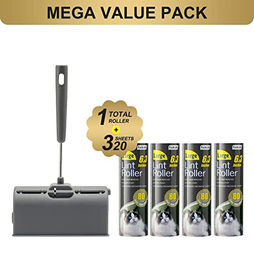 Lint Rollers Pet Hair Extra Sticky Furniture (1 Roller + 320 Sheets)