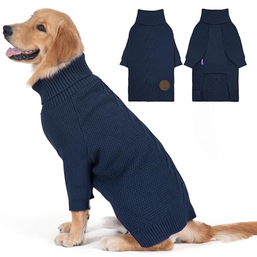 Dog Sweater Long Sleeve Warm Knitted Sweaters for Large Dogs Boy (1# Navy / XX-Large)