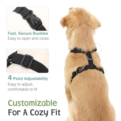 Dog Seat Belt Vest Harness for Car (Light Pink / L (Chest: 22-32.3", Neck: 16.9-26"))