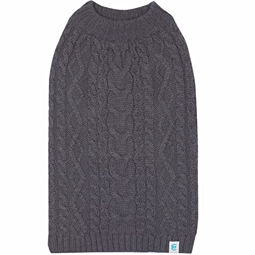 Classic Dog Sweater Wool Blend Cable Knit Pullover Crewneck Winter Clothes in Smoke Grey (10 inch (Pack of 1) / Smoke Grey)