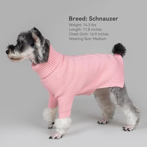 Dog Sweater Long Sleeve Warm Knit Sweaters for Small Dogs Boy Girl (Pink / Large)