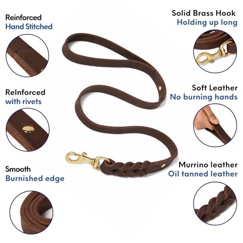 Leather 3 Foot Dog Leash Brown (Brown / 3 FT)