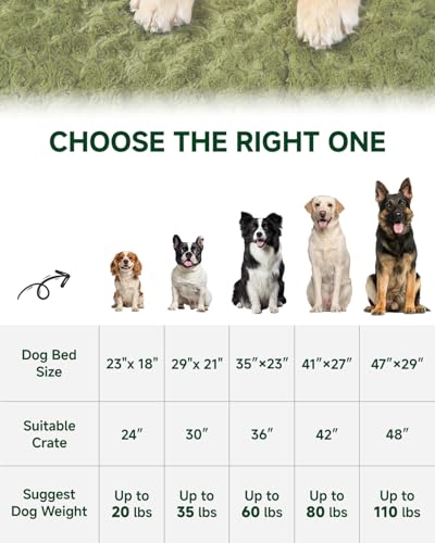 Washable Dog Beds Large Sized Dog Crate Bed Plush Mat 47"x29" Green (Green / 47.0"L x 29.0"W x 4.0"Th)