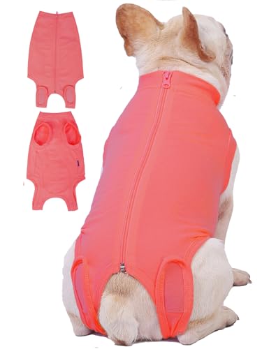 Dog Surgery Recovery Suit (L(Back15- 17" Chest 21- 23" Weight 25- 36 lb) / Light Red)