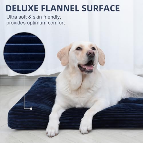 Washable Dog Crate Bed Kennel Mat for Large Dogs (Blue / 35.0"L x 23.0"W x 3.0"Th)