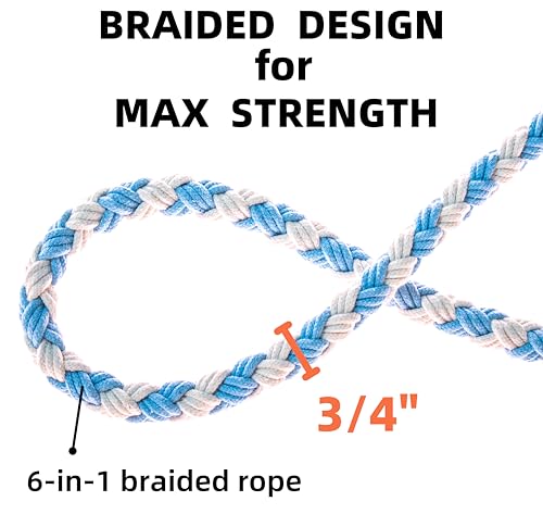 5FT Braided Cotton Rope Leash for Small (Cotton Sky)