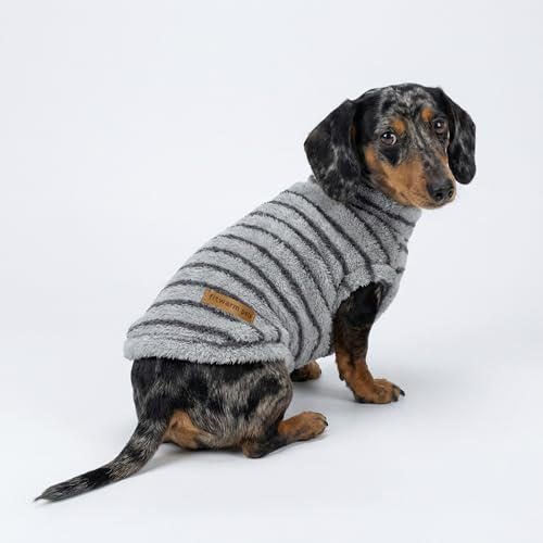2 Pack Striped Fleece Dog Sweater (Large / Blue-Grey)