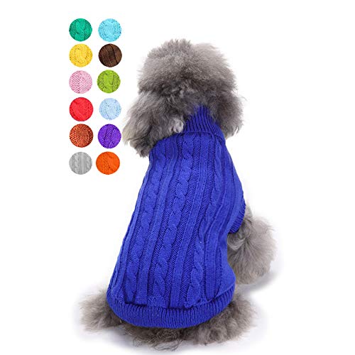 Dog Sweater Soft Warm Turtleneck Knitted Clothes for Small Medium Large Pet (Dark Blue / X-Large)