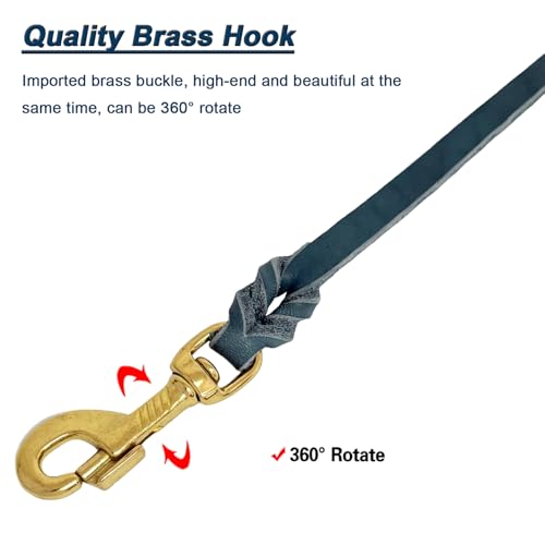Leather Dog Leash 4ft x 1 (4ft x 1/2 inch / Blue)