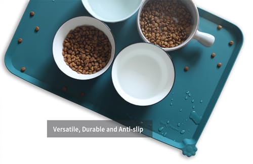 L Silicone Pet Food Mats (22" x 14" / Sicilian Ocean)