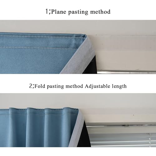 100% Black Out Curtains Adhesive Blackout Temporary Curtain No Drilling Window Shade Blackout Curtains for Bedroom (Light Blue/ Thickened / 47"W x 84"L (Pack of 1))