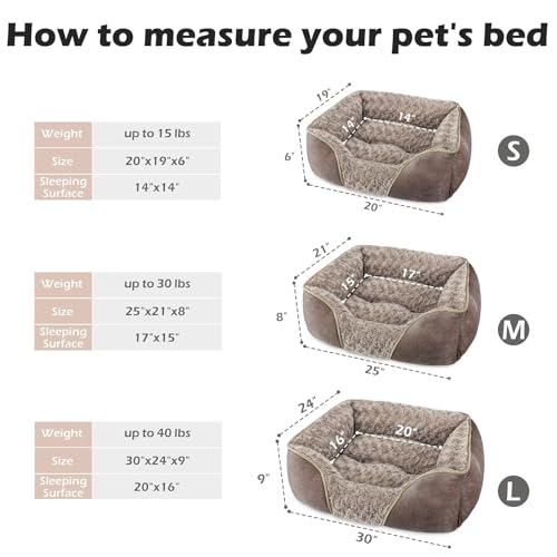 Large Dog Bed Rectangle Washable Orthopedic Soft Calming Sleeping Durable Pet Cuddler with Anti (L(30"x 24"x 9") / Dark Brown)