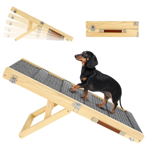2026 Upgraded Small Dog Ramp for Couch Foldable (A-wood Color / 80×30cm-for couch)