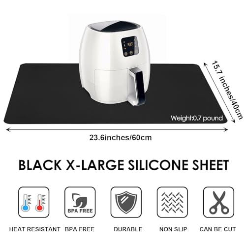 Food Grade Silicone Mats for Kitchen Counter (01-black / 23.6"L x 15.7"W)