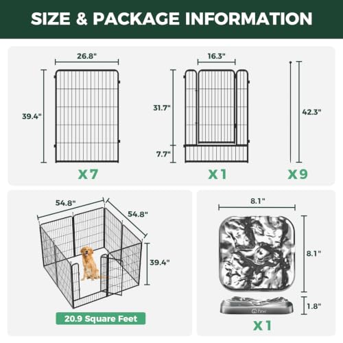Rollick Dog Playpen with Stainless Steel Lick Mat (Black / 40"H)