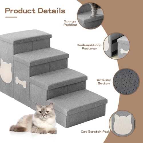 Dog Steps for High Bed (Grey / 4-Step)