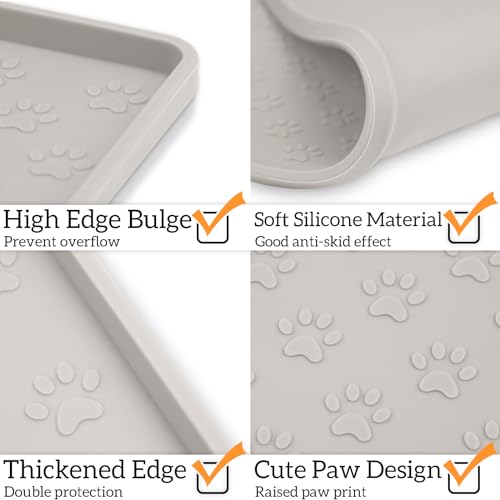Dog Food Mat Anti (24.5"L x 16.5"W / Cream)