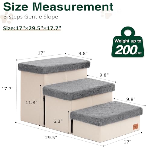 Dog Stairs for High Bed (Grey / 29.5" X 17" X 17.7" H)