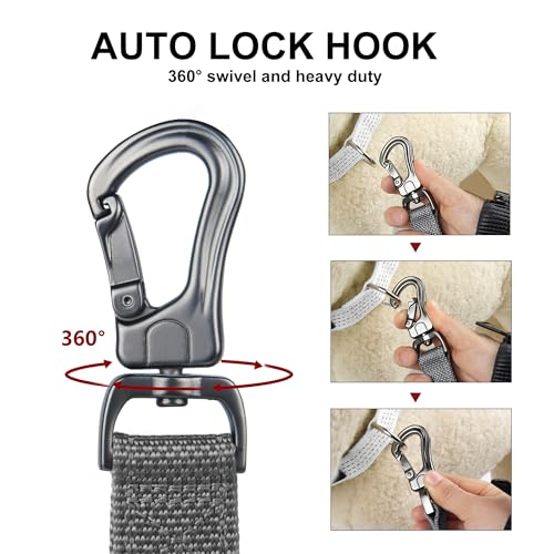6FT Heavy Duty Dog Leash with Soft Padded Double Handle (6 FT x 1 in Wide / Grey)