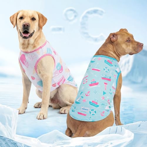 2Pack Dog Shirt for Large Dogs Soft Breathable T (XXX-Large (55-75lbs) / 3# Sailing Boat+Ice Cream)