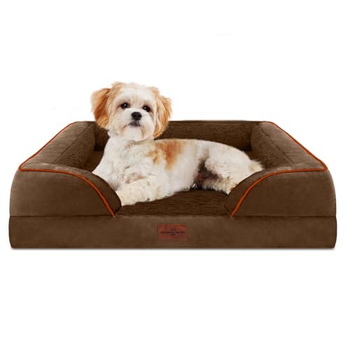 Waterproof Orthopedic Dog Bed for Medium Size Dog (28.0"L x 19.0"W x 6.0"Th / Chocolate Brown)