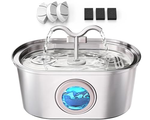 3.2L 108oz Stainless Steel Cat Water Fountain Pet Fountain