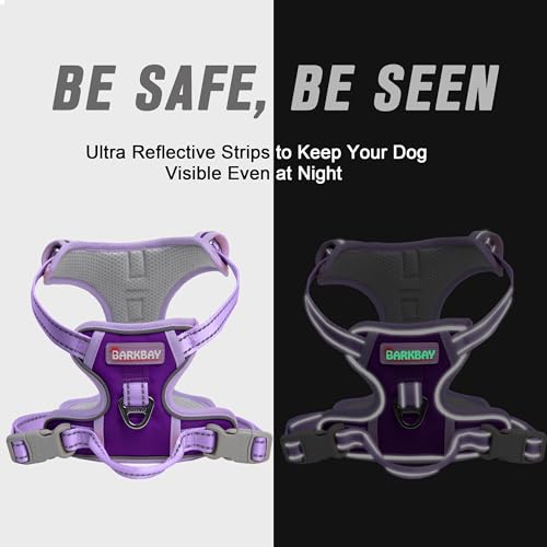 Dog Harness No Pull for Large Dogs Front Back Clips (Large(Chest:24.5-32.5") / Violet Purple & Purple)