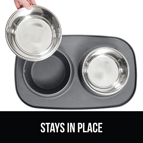 Dog Bowl Set with Feeding Mat (Gray / 3 Cup Bowls)