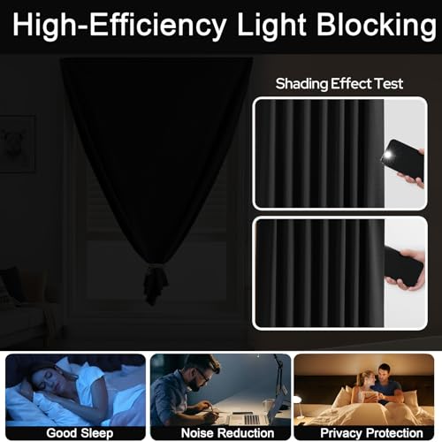 100% Blackout Stick on Curtains (Black / 35"W x 72"H)