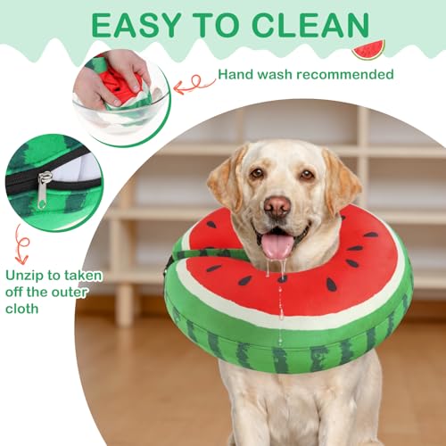 Recovery Donut Collar for Medium Large Dogs (Red Watermelon / XL(Neck 18"-21"))