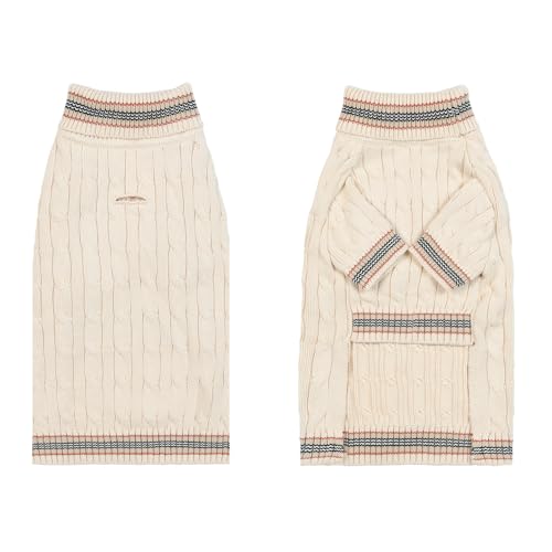 Small Medium Dog Sweater (Striped Apricot / XX-Large)
