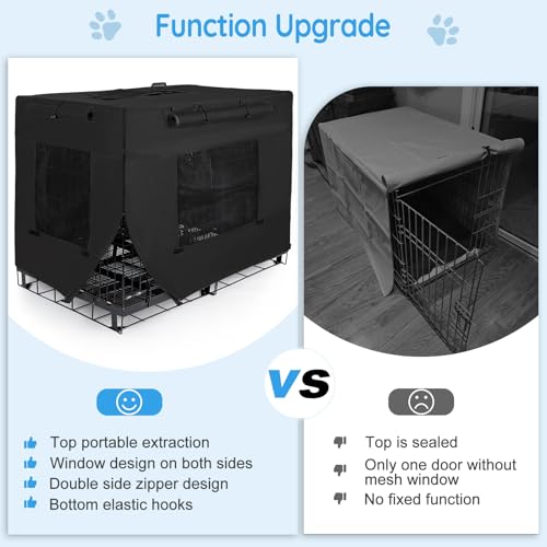 42 Inch Dog Crate Cover Thickened Windproof Kennel Cover (42.0"L x 28.0"W x 30.0"H / Black)