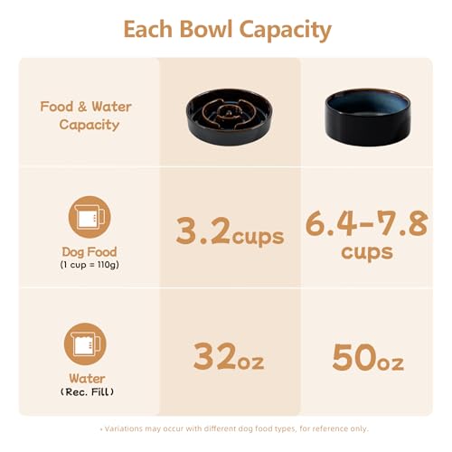 Raised Slow Feeder Dog Bowls (2 x Starry Sky + Stand - A / XL- 9.5inch / 3.2 Cups)