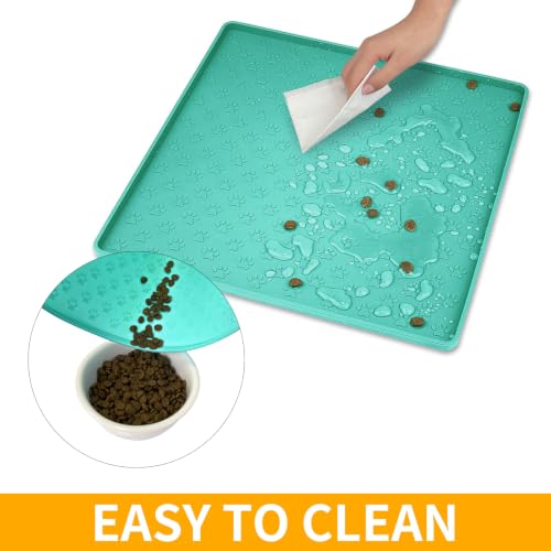 2 Pack Pet Placemat for Dog and Cat (11.8"L x 11.8"W - 2 Pack / Green)