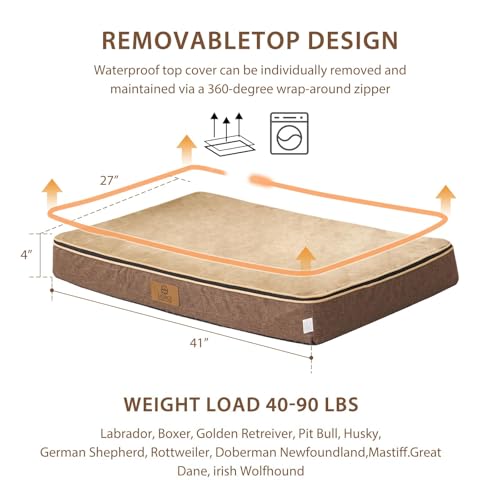 Memory Foam XL Dog Bed (41.0"L x 27.0"W x 4.0"Th / Light Brown)