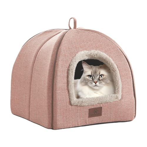 Cat Bed for Indoor Cats (Light Pink / M(15 x 15 x 15 Inch))