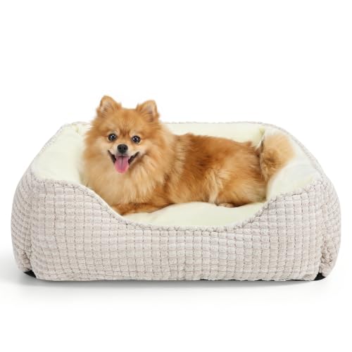 Dog Beds for Medium Dogs Washable (Ivory Beige / M(25’’x 21’’x 8’’))