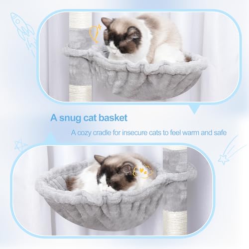 Cat Tree Tower with Stable Extended Base (Light Gray)