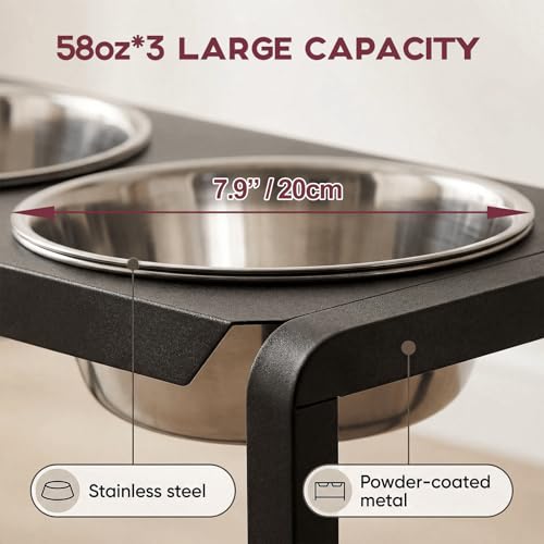 Metal Elevated Dog Bowls (8.8-14" | M/L Dogs | 3×58oz Bowls)