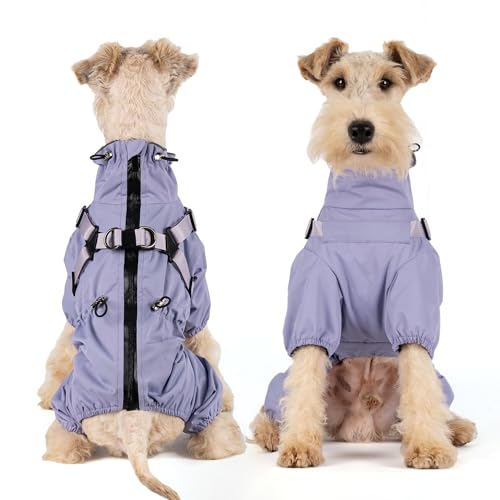 Waterproof Dog Raincoat (M Back Length 14.6" / Purple)