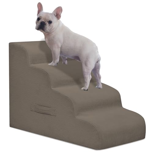 4 Step Dog Stairs Pet Ramp for High Beds (Light Brown / 4-Step 20"H)