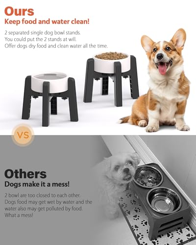 Dog Bowl Stand with Adjustable Width [2 Pack (H: 6.3''; W: 6.1-10.4'')