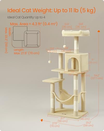 Cat Tree 54.2 (54.2 Inches / Beige)