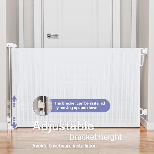 Retractable Baby Gates for Stairs & Doorways (A-white / 34" Tall x 72" Wide)