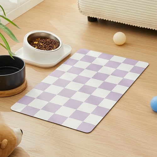 Checkered Dog Feeding Mat (24"L x 16"W / Purple)