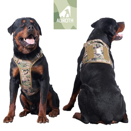 Dog Harness for Large Dogs (Camo - Woodland Camo / L(Neck:18-29",Chest:24-37"),45-80 lbs)