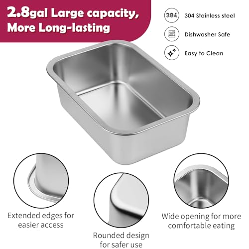 2.8 Gallon Elevated Large Dog Water Bowl with Mat (Grey-2.8 gal & mat / Height: 10.4-15.2")